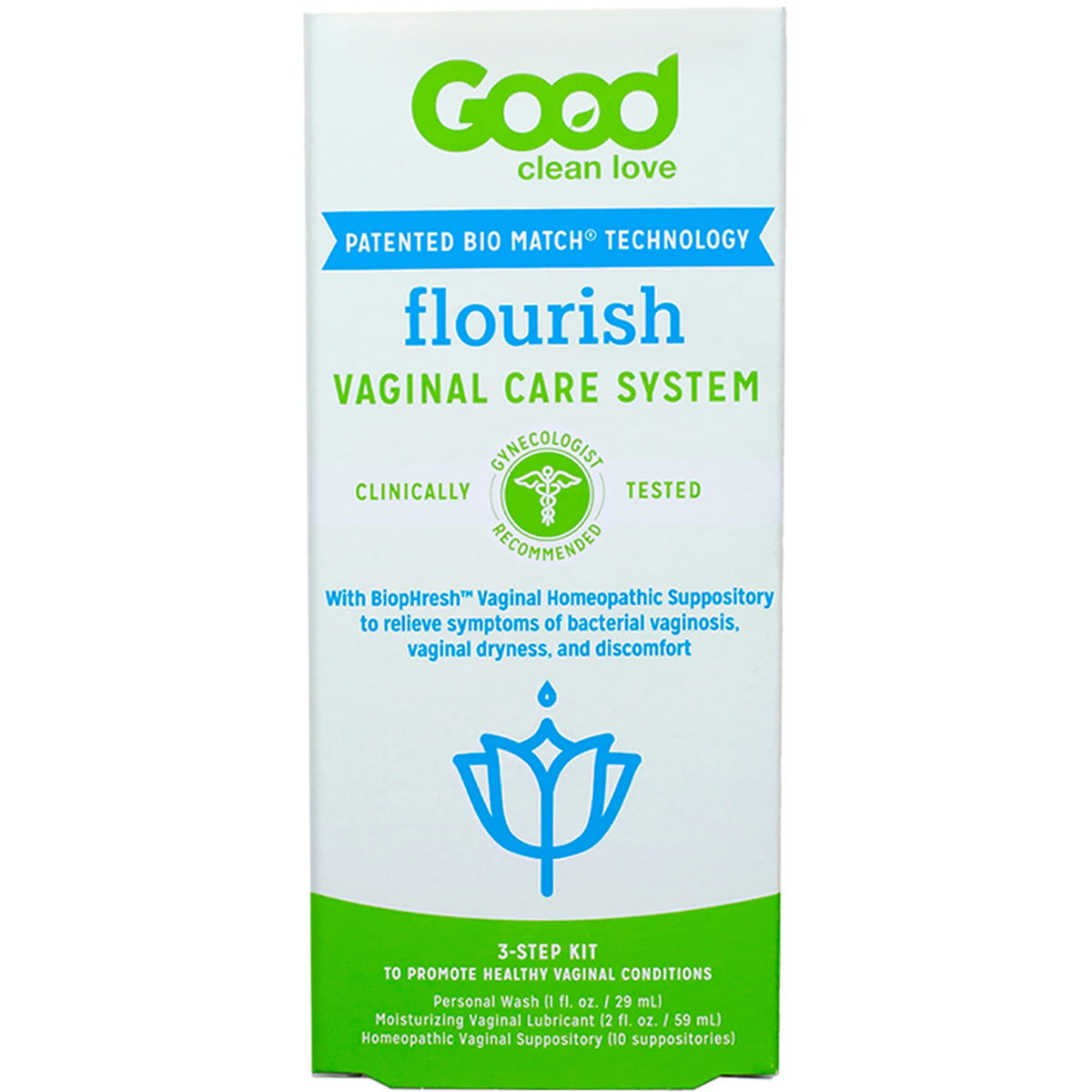 Good Clean Love Flourish Vaginal Care System, 30-Day Regimen, Relieves Itching & Irritation, Includes Personal