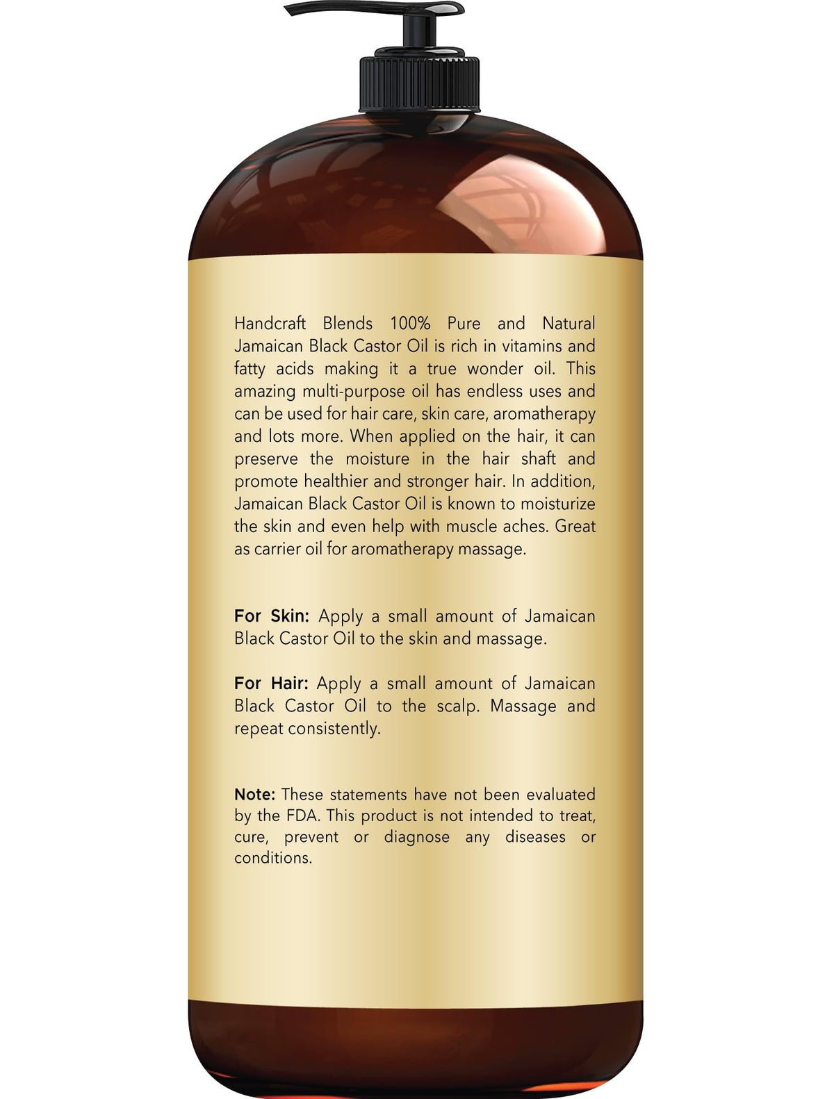 Handcraft Blends Jamaican Black Castor Oil for Hair Growth, Eyelashes and Eyebrows