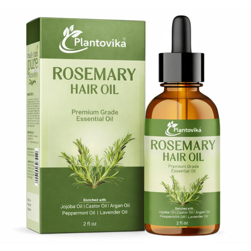 Plantovika Rosemary Oil for Hair Growth - Hair Growth Oil with Jojoba, Castor, Argan, Peppermint & Lavender - Scalp & Hair Strengthening Treatment for Women & Men (2 Fl Oz)