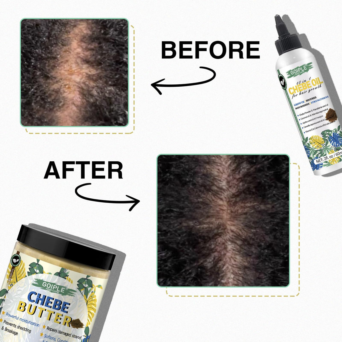 Chebe Hair Growth Oil and Butter for Deep Moisturization - All Hair Types, Men and Women