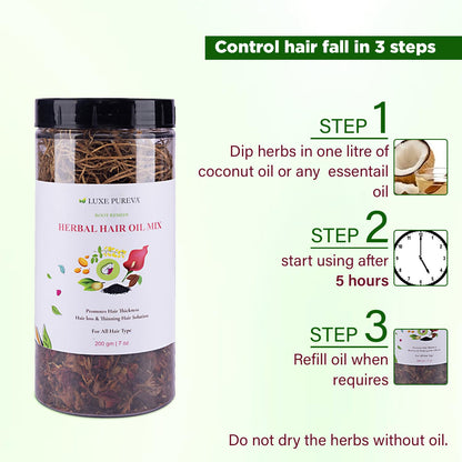 LuxePureva Herbal Hair Oil Mix - Herbs For Hair Growth - 19 Vital Herbs For Long, Thick, And Lustrous Hair - Hair Care Product For Women And Men - DIY Oil Infusion - DOES NOT INCLUDE OIL