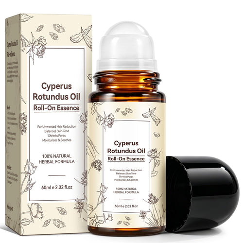 Cyperus Rotundus Oil Roll-on Essence, Cypress Rotundus Oil for Hair Removal, Natural Inhibitor to Reduce Unwanted Hair Growth, Soothes Skin & Minimizes Pores, 2.02 Fl Oz