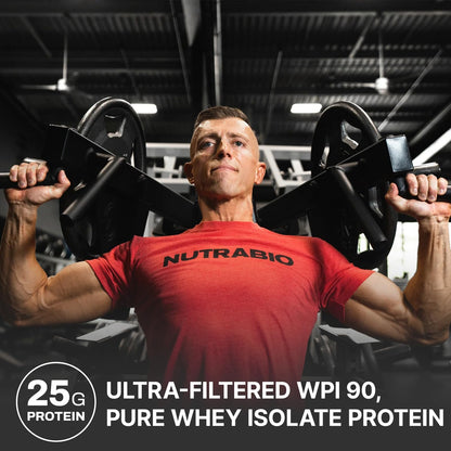 NutraBio Whey Protein Isolate Supplement - 25g of Protein Per Scoop with Complete