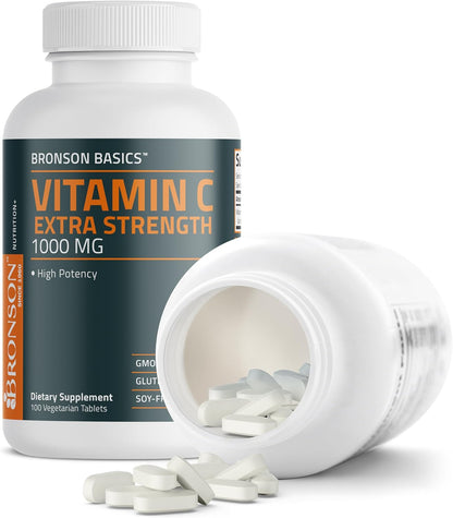 Bronson Vitamin C 1000mg Extra Strength, Supports a Healthy Immune System, High Potency, Non-GMO, 100 Vegetarian Tablets