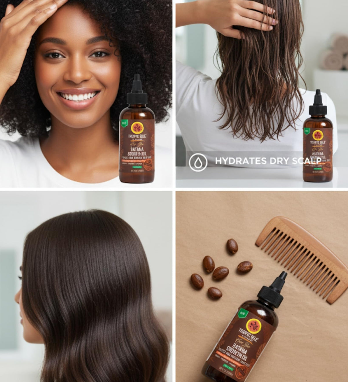 Tropic Isle Living Castor Oil for Hair Growth - 5x Jamaican Black Castor Oil Hair Food 4oz Bundle - Black Castor-Oil for Edges, Roots & Ends, Organic JBCO - Gift Set (5 Items)