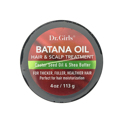 Dr. Girl Hair & Scalp Treatment BATANA OIL Castor Seed Oil & Shea Butter, Repairs Split Damaged Hair (JAR) (4oz)