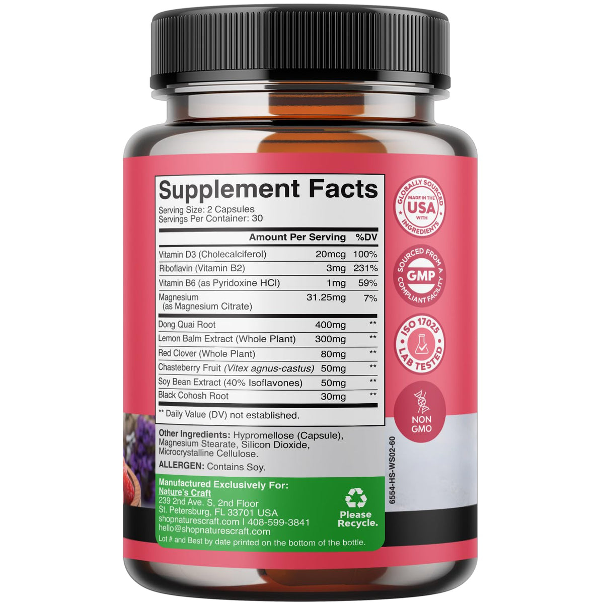 Complete Herbal Menopause Supplement for Women - Multibenefit Menopause Relief Hormone Balance
