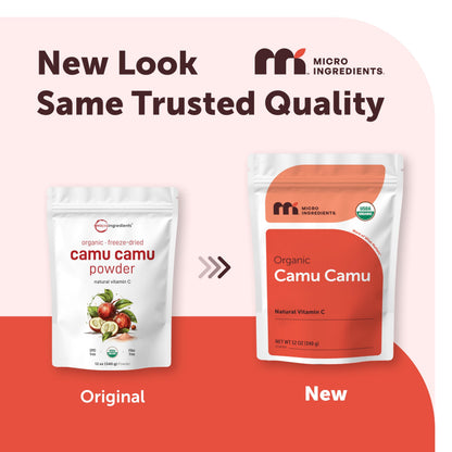 Micro Ingredients Organic Camu Camu Powder, 12 oz - Freshly Harvested Berry - Source of Naturally Occurring Vitamin C - Non-GMO, Vegan Friendly