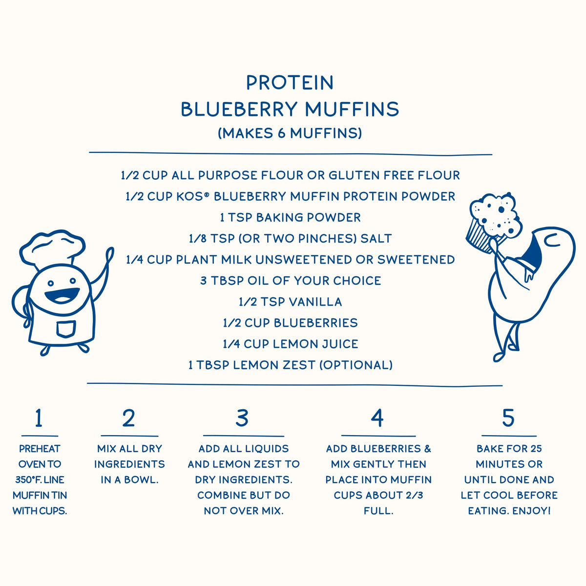 KOS Plant Based Protein Powder, Blueberry Muffin - Organic Pea Protein Superfood