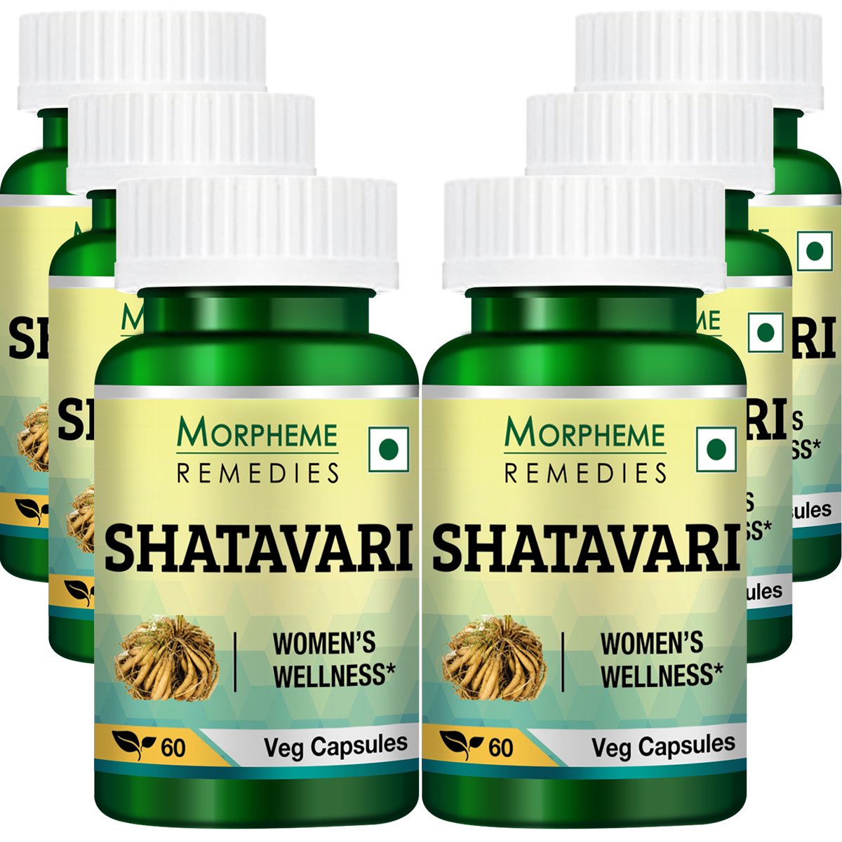 Morpheme Shatavari (Asparagus Racemous) 500mg Extract 60 Veg Caps - 6 Bottles