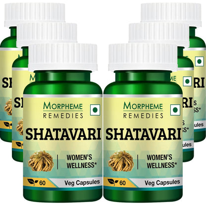 Morpheme Shatavari (Asparagus Racemous) 500mg Extract 60 Veg Caps - 6 Bottles