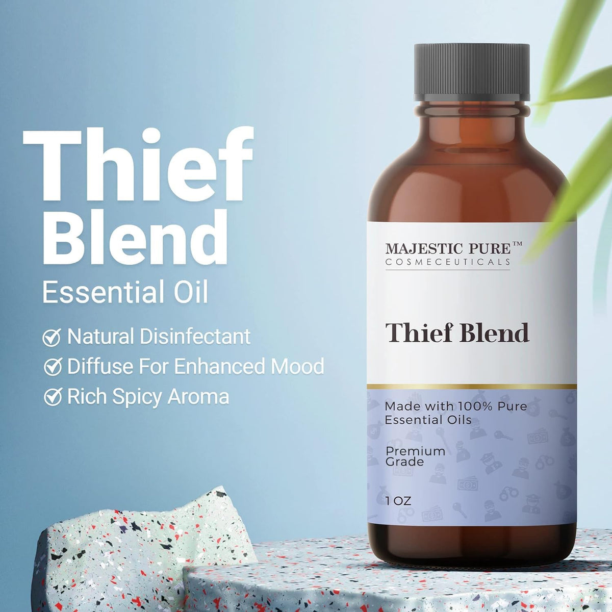 Majestic Pure Thieves Essential Oil Blend - 100% Pure Premium Oil for Uplifting Mood, DIY Products