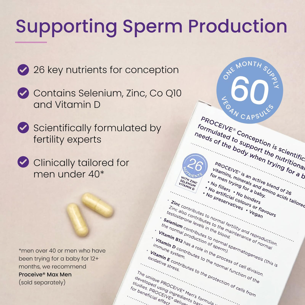 Proceive Men Fertility Supplement for Conception - Vitamins & Minerals for Men Trying