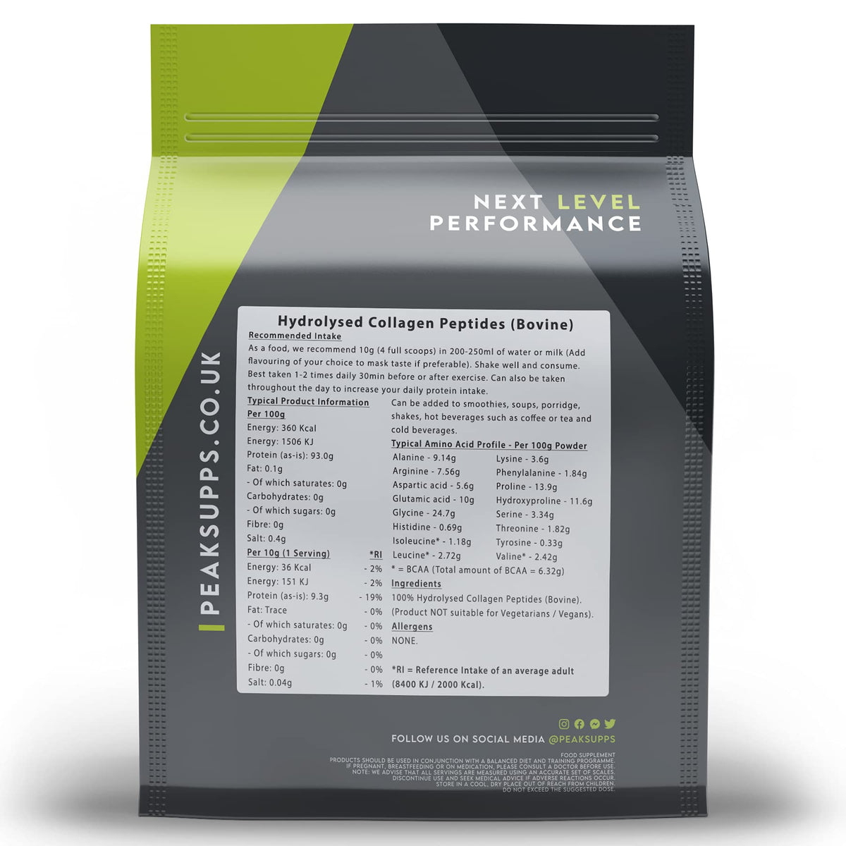 Grass Fed Collagen Powder - Pure Hydrolysed Bovine Protein Peptides (1Kg)