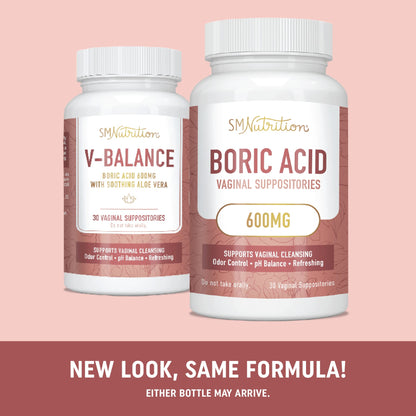 Boric Acid Suppositories for Women - 600mg - for pH Balance, Vaginal Odor & Itching - Feminine Intimate Health