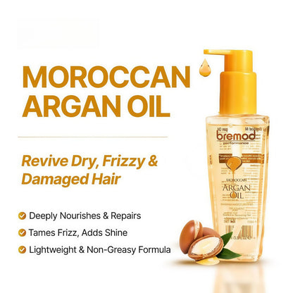 Leave-In Moroccan Argan Oil Hair Oil - Vitamin E Oil& Keratin Hair Treatment for Repairing Dry, Frizzy & Damaged Hair - Deep Nourishing Hair Serum, Anti-Frizz & Split End Repair 3.3Fl Oz