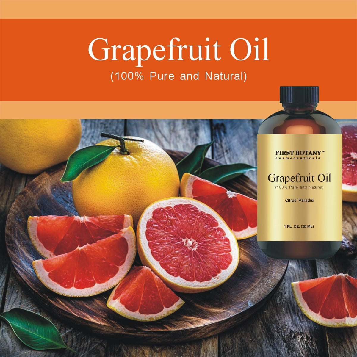 100% Pure Essential Oil - Premium Oil for Aromatherapy, Massage, Topical & Household Uses - 1 fl oz (Grapefruit)