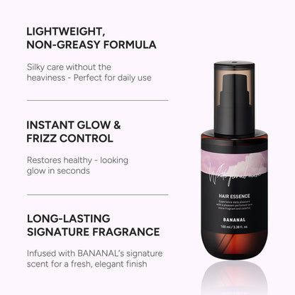 BANANAL 2-in-1 Hair Serum & Perfume Oil - Korean Hair Care, Moroccan Argan Oil & 12 Amino Acids for Dry Damaged Hair, Anti-Frizz Glass Hair Shine, Paraben-Free, White Floral Musk, 3.38 fl oz