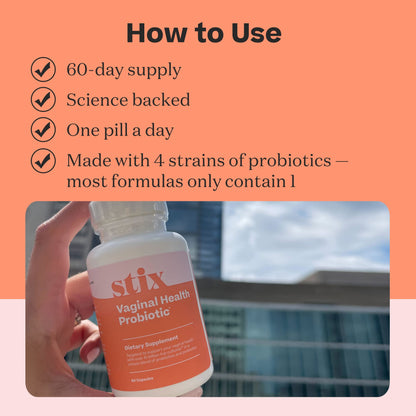 Stix Vaginal Health Probiotic & 3-Day Yeast Infection Treatment - Maintain pH Balance, Vaginal Microbiome