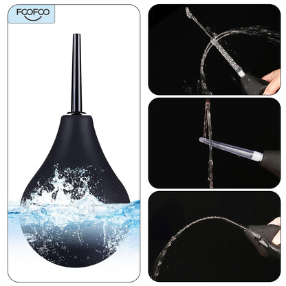 Enema Bulb 7.6oz Douche Enema Kit Includes 4 Nozzles for Women & Men Black with Storage Bag