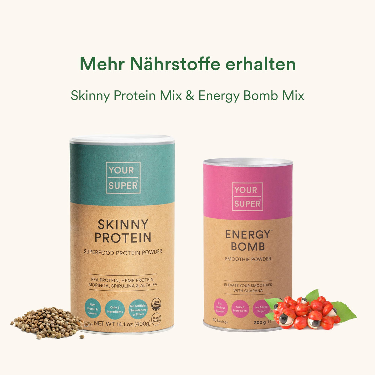 Your Super Plant Protein Organic Superfood Powder - Plant Based Protein Powder for Muscle Growth