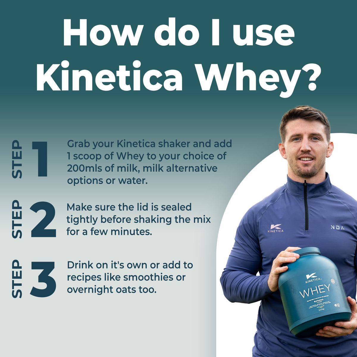 Kinetica Vanilla Whey Protein Powder - 2.27kg - 23g Protein per Serving - 76 Servings