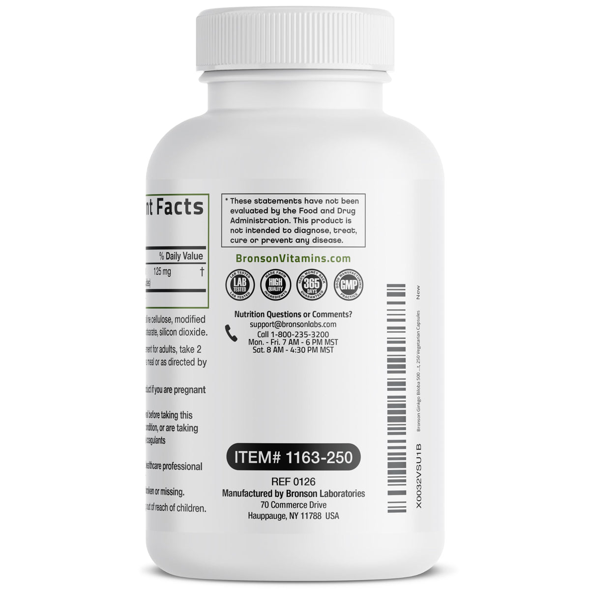 Bronson Ginkgo Biloba Extra Strength Brain & Memory Support 120 Capsules - Vegetarian, Non-GMO, Gluten Free, Soy Free, Memory, Cognitive & Brain Health Support
