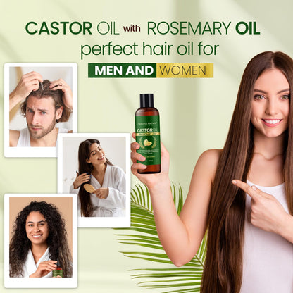 Natural Riches Castor Oil with Rosemary, 8 fl oz - Organic Blend for Thicker, Fuller Hair Growth - Premium Grade Hair Treatment.
