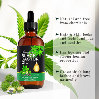 120ML Jamaican Black Castor Oil, Castor Oil Organic Cold Pressed Unrefined, Pure Natural Castor Oil for Hair Growth, Eyelashes & Eyebrows, Deep Cleansing, Skin & Scalp Moisturizer, Nail Care Grow