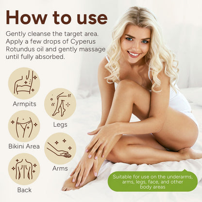 Cyperus Rotundus Oil Roll-on Essence, Cypress Rotundus Oil for Hair Removal, Natural Inhibitor to Reduce Unwanted Hair Growth, Soothes Skin & Minimizes Pores, 2.02 Fl Oz