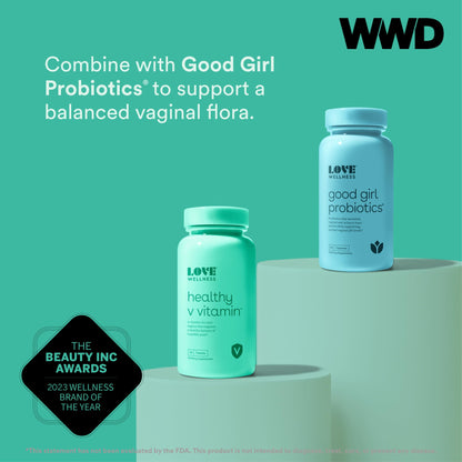 Love Wellness Women's Vaginal Health Supplement, Healthy V Vitamin - Maintains pH Balance, Gut Health
