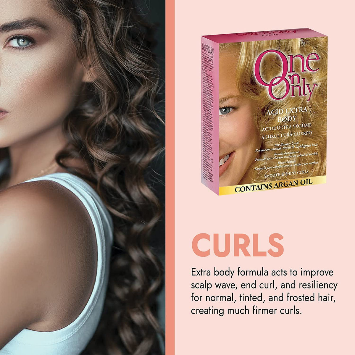 One 'N Only Acid Extra Body Hair Perm - At Home Perm Kit with Argan Oil for Bouncy Curls - Provides Firmer & More Manageable Curls for Normal, Tinted, and Frosted Hair (1 Kit)