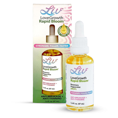 LIV LoveGrowth Rapid Bloom Scalp Nourishing Oil, Supports Healthy Hair Growth and Length Retention, Lightweight Non-Greasy Hair Growth Oil for Hair, Rosemary Peppermint Infused, 1.6 fl oz 47 mL
