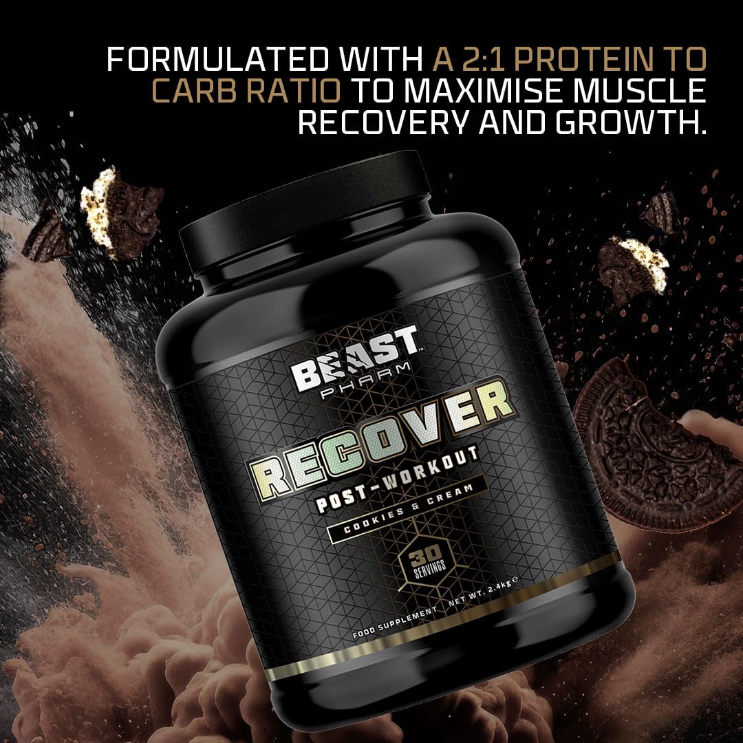 Beast Pharm - Recover Whey Protein Powder - 2.4kg/30 Servings - Cookies & Cream