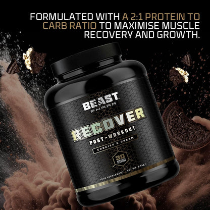 Beast Pharm - Recover Whey Protein Powder - 2.4kg/30 Servings - Cookies & Cream