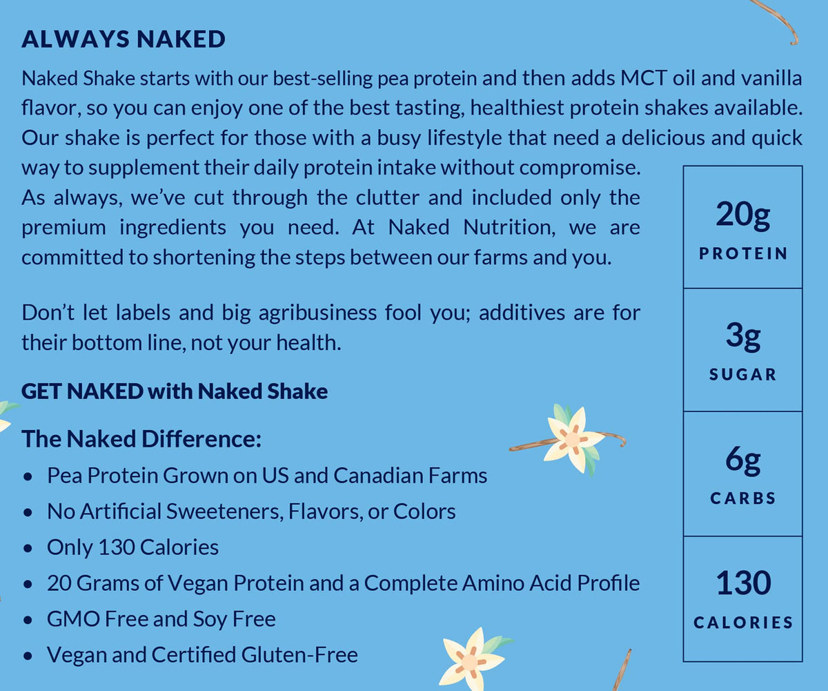 NAKED nutrition Naked Shake - Vanilla Protein Powder - Plant Based Protein Shake