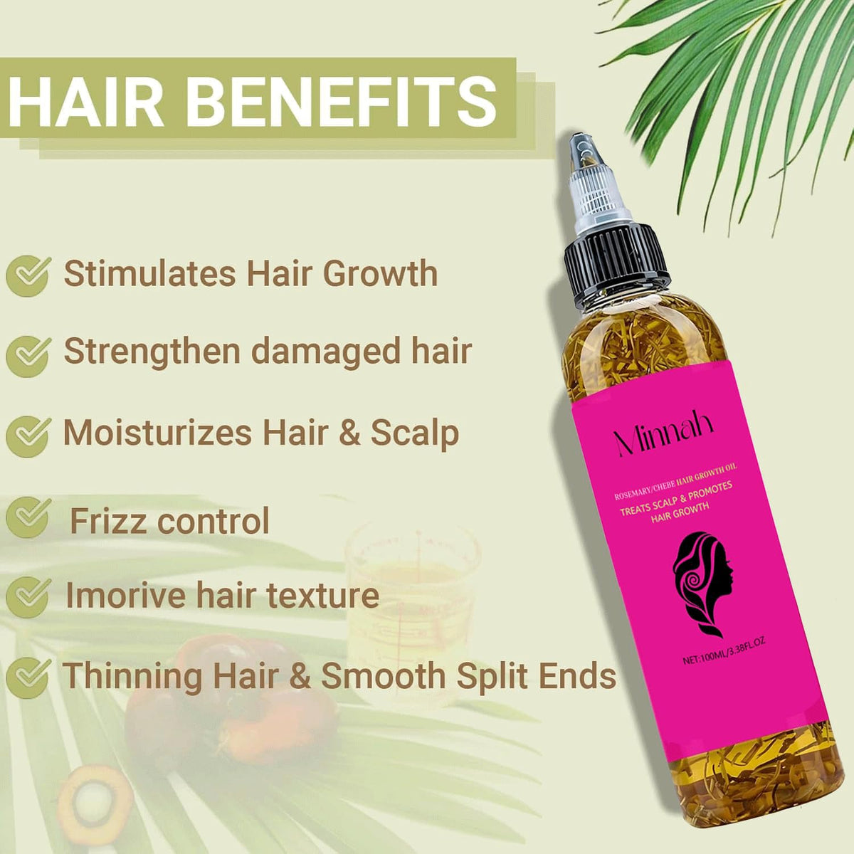 Minnah Batana Oil for Hair Growth 4-in-1 Liquid, 1pcs
