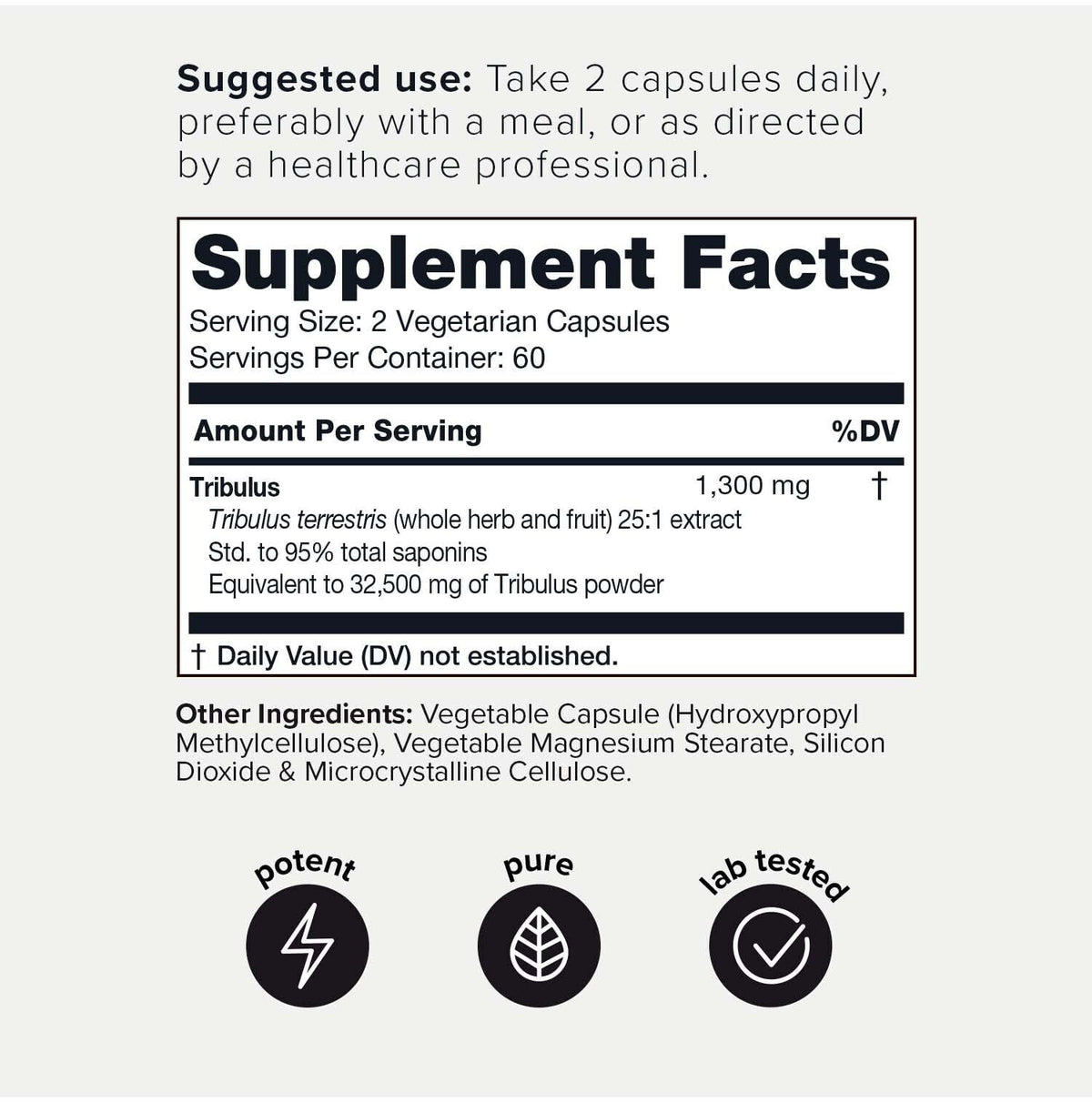 Toniiq Ultra High Strength Tribulus Capsules - 95% Steroidal Saponins - 1300mg Concentra