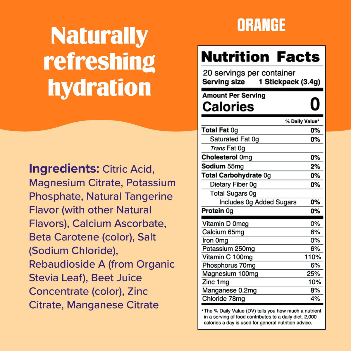 Ultima Replenisher Daily Electrolyte Drink Mix - Orange, 20 Stickpacks - Hydration