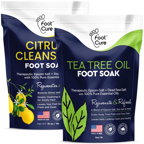 Tea Tree Oil & Citrus Detox Foot Soak with Epsom Salts - All Natural Salts for Post Workout