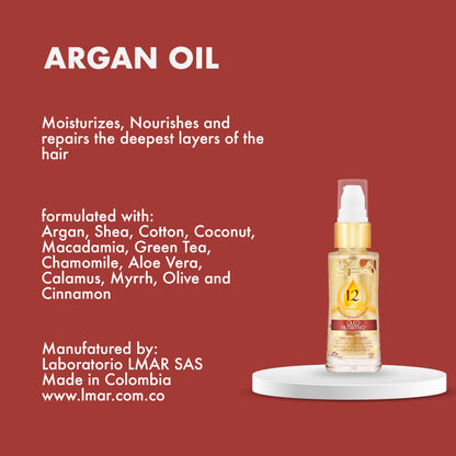 L'MAR Nutritive Argan Oil Hair Treatment with 12 Natural Oils Elixir for Softer and Healthier Hair, contains Shea Butter Oil and Coconut Oil
