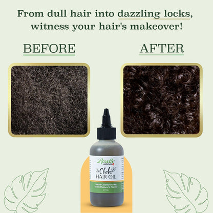 Roselle Naturals Chebe Oil for Hair Growth - Made in USA 4 Fl Oz - Hair Growth Oil, Grease for Stronger, Longer, Thicker Hair