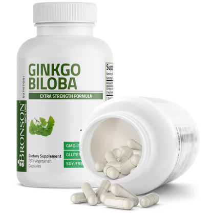 Bronson Ginkgo Biloba Extra Strength Brain & Memory Support 120 Capsules - Vegetarian, Non-GMO, Gluten Free, Soy Free, Memory, Cognitive & Brain Health Support