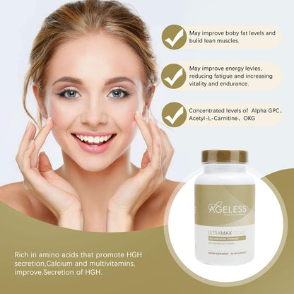 AGELESS: UltraMAX Gold Capsules, HGH Anti-Aging Supplement for Women, Slows