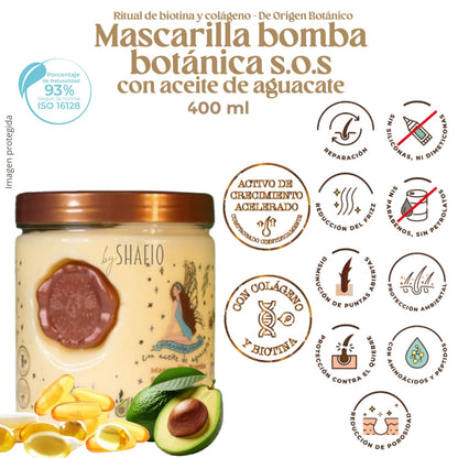 RITUAL BOTANICO - Kit4 Crecimiento Acelerado Ultra Reparador: Shampoo de Romero, Mascarilla Hidratante Para El Cabello, Acondicionador Intensivo PLEX, Protector de Calor Para El Cabello (+Obsequio)