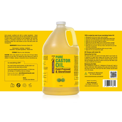 Unrefined Hexane-Free Castor Oil, 128 fl oz - For Hair Growth, Thicker Lashes & Brows, Dry Skin, Joint Pain