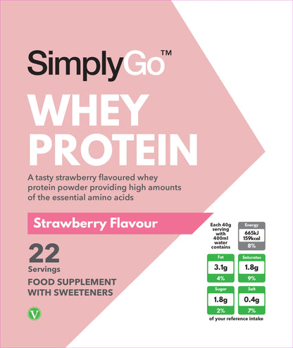 SimplyGo Whey Protein Powder - 900g - Simply Add 30g to Water, Juice or Shakes