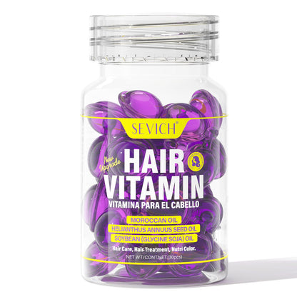 SEVICH Moroccan Oil Hair Care Capsules - 30 Capsules for Dry, Damaged & Color-Treated Hair - Nourishing Vitamin E Formula - Non-Greasy Leave-In Treatment (Purple)