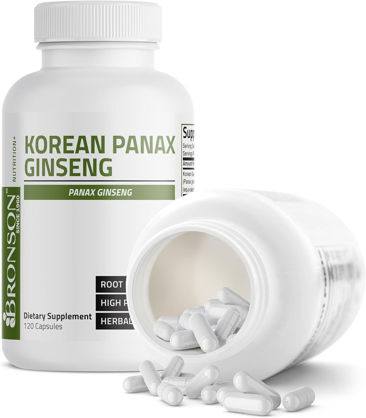 Bronson Korean Panax Ginseng Supports Energy, Endurance & Vitality + Memory and Mental Performance, 120 Capsules