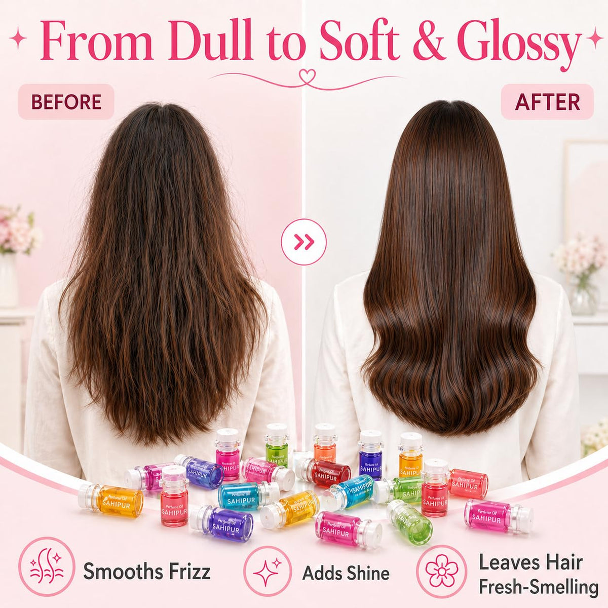 SAHIPUB Hair Perfume Oil for Women, 40 Portable Bottles Hair Oil with 10 Scents, Hair Fragrance Gift Set, 2-in-1 Leave-In Hair Serum for Frizzy Dry Hair, Lightweight Non-Greasy, Long-Lasting Scent